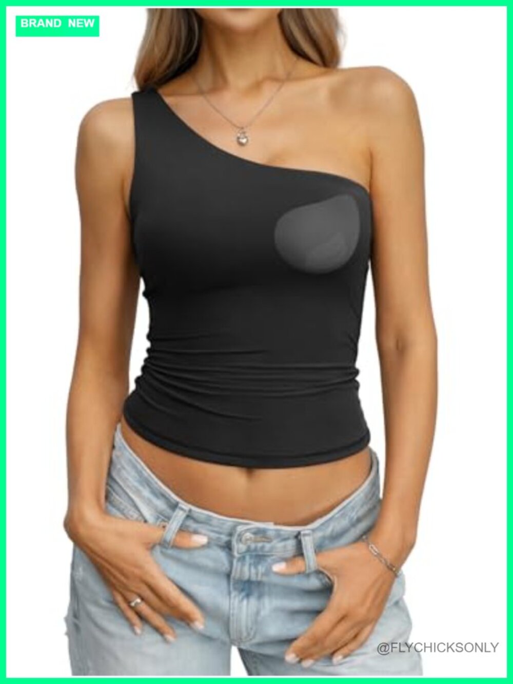 Padded One Shoulder Crop Tank Top Double Lined Slim Fit Sleeveless Summer Top